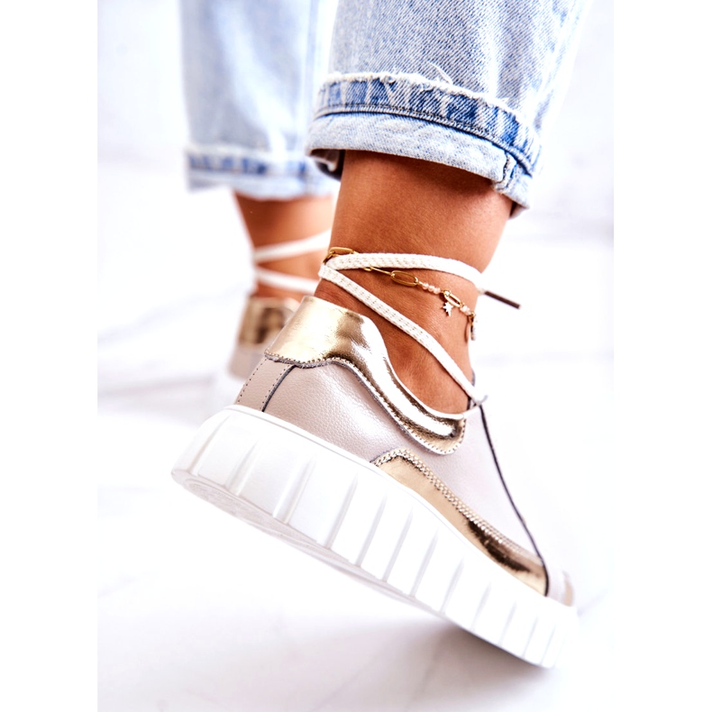 S.Barski Richelieus Femme Sur La Plateforme Noriso Beige Et Or 4