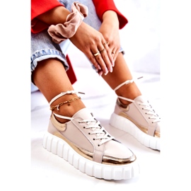 S.Barski Richelieus Femme Sur La Plateforme Noriso Beige Et Or 1