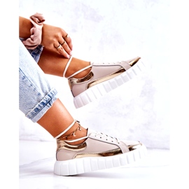 S.Barski Richelieus Femme Sur La Plateforme Noriso Beige Et Or 2