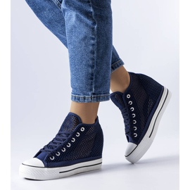 BM Baskets compensées ajourées bleu marine Coupart 1