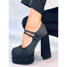 BM Escarpins à plateforme en satin noir Prandi le noir 4