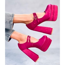 BM Escarpins Prandi Fuchsia à plateforme en satin rose 1