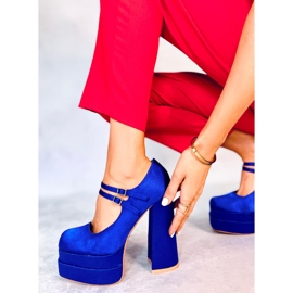 BM Escarpins à plateforme en satin bleu Prandi 2