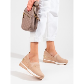 SHELOVET Chaussures compensées femme daim Potocki beige 1