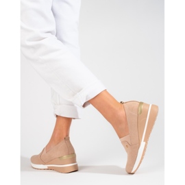 SHELOVET Chaussures compensées femme daim Potocki beige 6