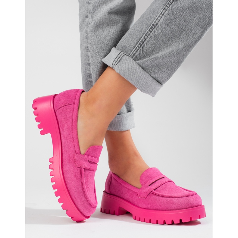 Mocassins pour femmes sur la plate-forme Shelovet daim rose 2 Mocassins pour femmes sur la plate-forme Shelovet daim rose 2