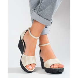 Sandales compensées montantes Shelovet, beige, femmes 1