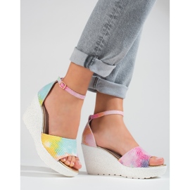 Sandales compensées hautes femme Shelovet multicolore 2 Sandales compensées hautes femme Shelovet multicolore 2