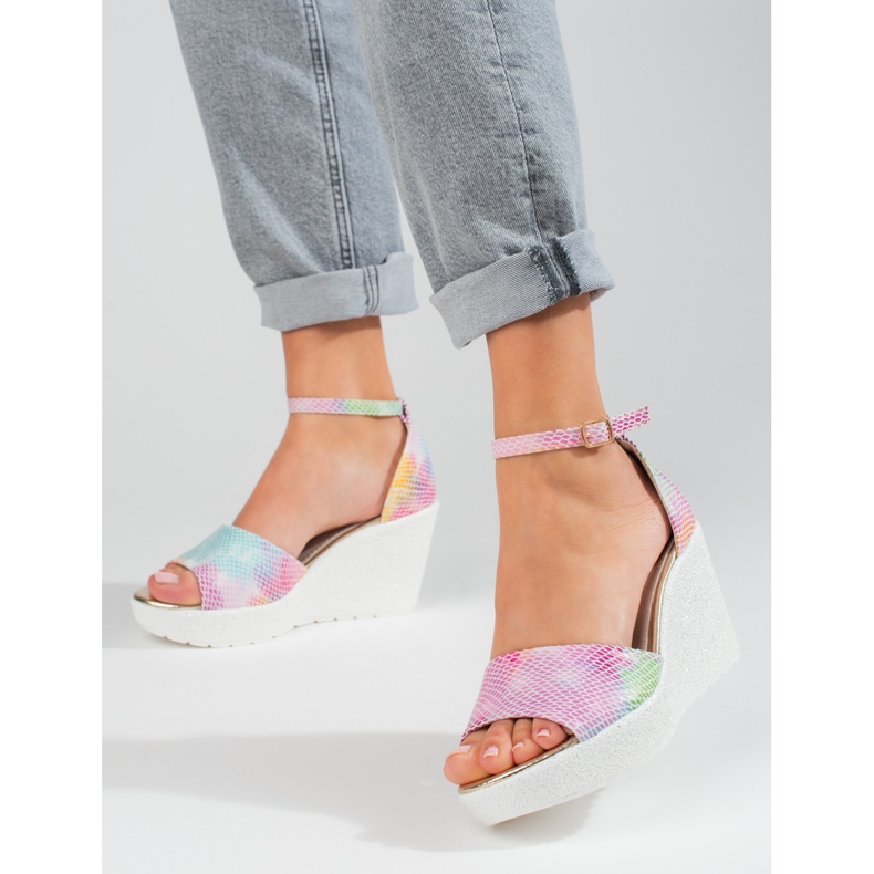 Sandales compensées hautes femme Shelovet multicolore 1 Sandales compensées hautes femme Shelovet multicolore 1