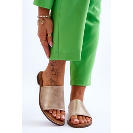 Volets dorés en cuir en cuir pour femmes d'or 1