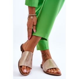 Volets dorés en cuir en cuir pour femmes d'or 2