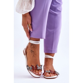 Sandales pour femmes avec papillons décoratifs White Jeane blanc 1
