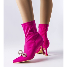 PA1 Bottines roses ornées d'un nœud Mars en zircon 1