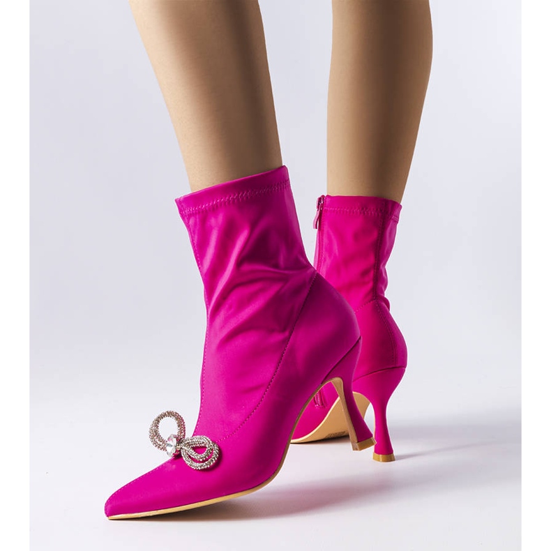 PA1 Bottines roses ornées d'un nœud Mars en zircon 1