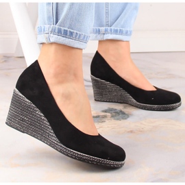 Escarpins compensés en daim noir pour femme Potocki SZ12024 le noir 2
