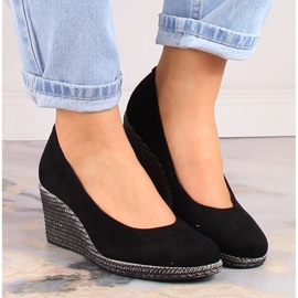 Escarpins compensés en daim noir pour femme Potocki SZ12024 le noir 3