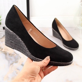 Escarpins compensés en daim noir pour femme Potocki SZ12024 le noir 4