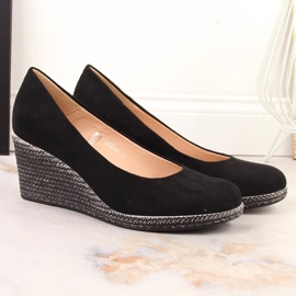 Escarpins compensés en daim noir pour femme Potocki SZ12024 le noir 5