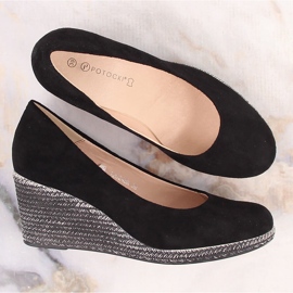 Escarpins compensés en daim noir pour femme Potocki SZ12024 le noir 6