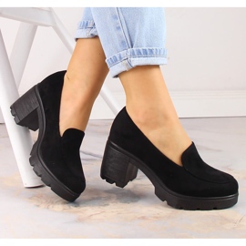Talons hauts en daim et chaussures à plateforme noires pour femmes Potocki SZ12040 le noir 1