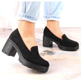 Talons hauts en daim et chaussures à plateforme noires pour femmes Potocki SZ12040 le noir 2