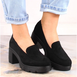 Talons hauts en daim et chaussures à plateforme noires pour femmes Potocki SZ12040 le noir 3