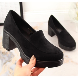 Talons hauts en daim et chaussures à plateforme noires pour femmes Potocki SZ12040 le noir 4