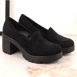 Talons hauts en daim et chaussures à plateforme noires pour femmes Potocki SZ12040 le noir 5
