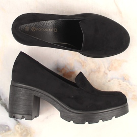 Talons hauts en daim et chaussures à plateforme noires pour femmes Potocki SZ12040 le noir 6