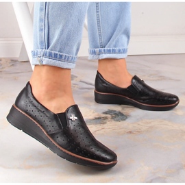 Chaussures compensées noires ajourées pour femme Jezzi MR1840-12 le noir 2