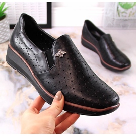 Chaussures compensées noires ajourées pour femme Jezzi MR1840-12 le noir 4