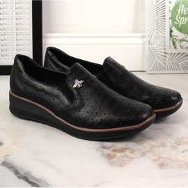 Chaussures compensées noires ajourées pour femme Jezzi MR1840-12 le noir 5