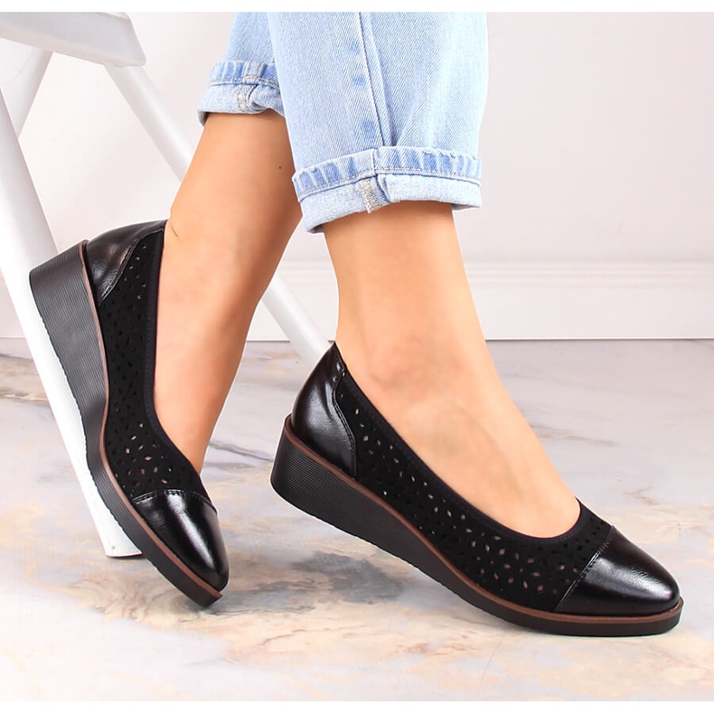 Escarpins compensés ajourés femme noir Jezzi RMR2265-2 le noir 1