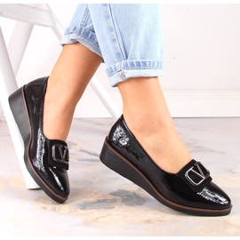 Chaussures compensées laquées noires femme Jezzi RMR2265-3 1