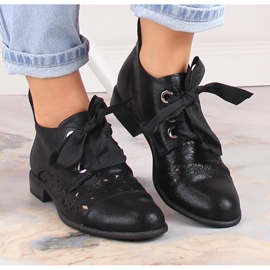 Bottines noires plates ajourées femme Jezzi ASA142-6A le noir 3