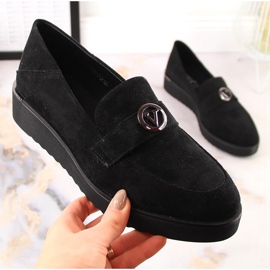 Chaussures en daim pour femmes sur la plate-forme noire Vinceza 10857 le noir 2