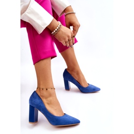 PS1 Escarpins à talons hauts en daim bleu Estellia 3