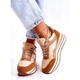 PS1 Chaussures Sport Daim Femme Marron-Beige Elisse 1