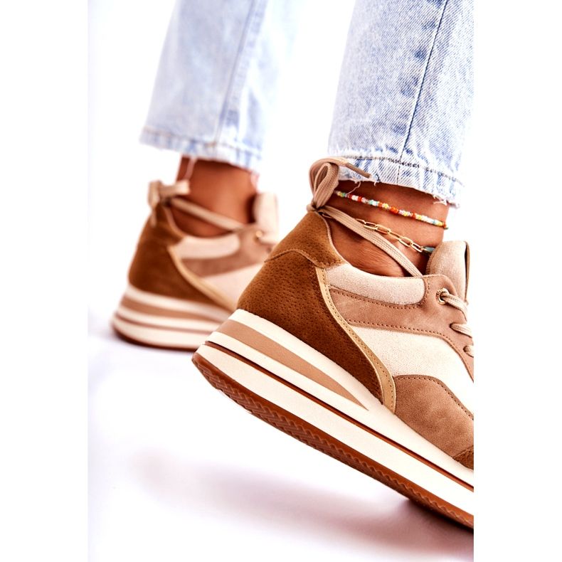 PS1 Chaussures Sport Daim Femme Marron-Beige Elisse 2