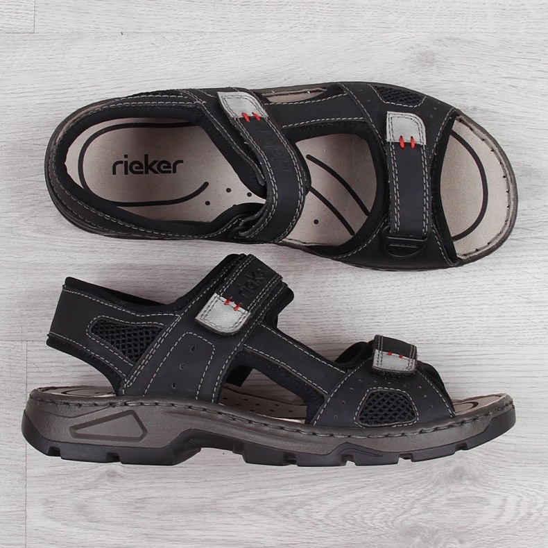 Rieker 26156 sandales velcro noires confortables pour hommes 1