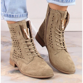 Bottines femme Jezzi en daim ajourées printemps beige 3