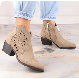 Santiags femme daim ajouré beige Jezzi RMR1921-42 2