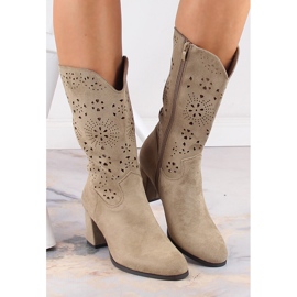 M. DASZYŃSKI Santiags femme printemps ajourées beige M.Daszyński SA156-11 3