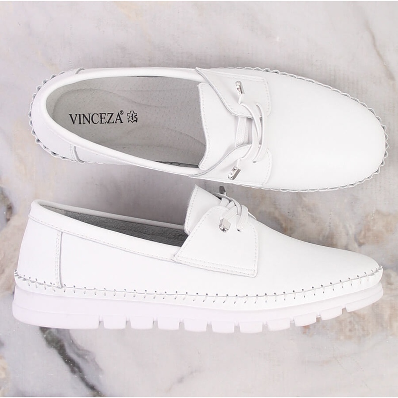 Chaussures de sport en cuir blanc pour femme Vinceza SG23-7842 blanche 1