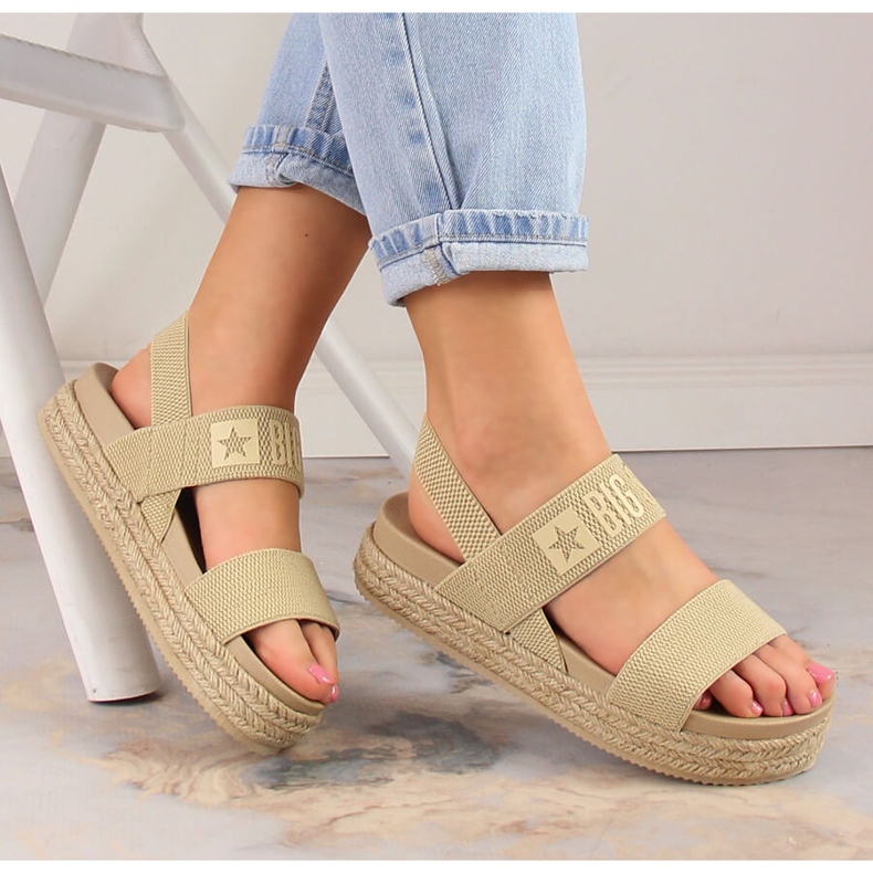 Espadrilles à enfiler beiges pour femmes Big Star LL274858 1