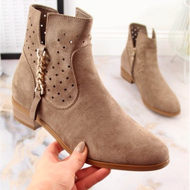 Bottes en daim ajouré beige foncé pour femmes Vinceza 10885 2
