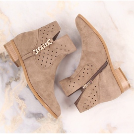 Bottes en daim ajouré beige foncé pour femmes Vinceza 10885 4