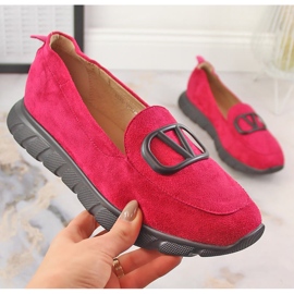 Slip-on femme en daim fuchsia Vinceza 10859 rose 2