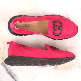 Slip-on femme en daim fuchsia Vinceza 10859 rose 4
