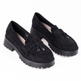 Chaussures compensées en daim pour femmes noir Shelovet le noir 5